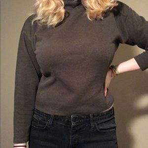 olive toned cropped shirt